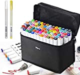 Markers Pen Set Professionale di pennarelli, 80 colori Punte a doppio segno pennarello, Artista Necessario Grafico Pennarello per Disegnare e ...