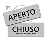 Maxi Cartello APERTO e CHIUSO per negozio vetrina studio laboratorio officina bottega (argento/argento)