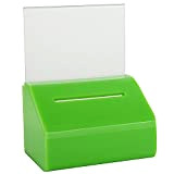 MCB - Piccola scatola trasparente per donazioni e votazioni, urna con serratura, piano inclinato e supporto per cartelli, contenitore di schede ...