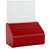MCB - Piccola scatola trasparente per donazioni e votazioni, urna con serratura, piano inclinato e supporto per cartelli, contenitore di schede ...