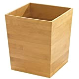 mDesign bidone spazzatura in bambù, quadrato – ideale contenitore per rifiuti o anche come cestino gettacarte – in legno – ...