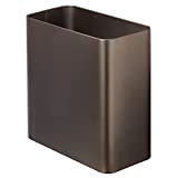 mDesign Cestino spazzatura di forma rettangolare con capacità di 10 litri – Bidoncino per la raccolta rifiuti – Perfetto come ...
