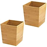 mDesign Set da 2 Bidone spazzatura in bambù quadrato – Ideale contenitore per rifiuti dal design moderno – Cestino gettacarte ...