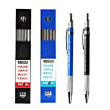 Mechanical Pencil 2 Pieces 2.0mm, Alliswell 2 Case 2mm Lead Refills for Draft Drawing, Carpenter, Crafting, Art Sketching (Blue and ...