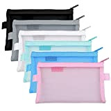 Meetory 6 pezzi Zip Mesh Zipper Pouches Pencil Case multiuso Organizer Storage Bags per viaggi Cosmetici Forniture per ufficio (6 ...