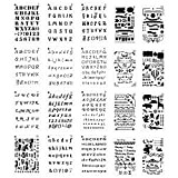 Meetory Stencil con lettere e numeri, formato A5, per album di ritagli, disegno e scrittura manuali, confezione da 20