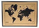 Milimetrado - Mappa del mondo bacheca in sughero/Mappa del mondo Poster in sughero con cornice in legno di pino - ...