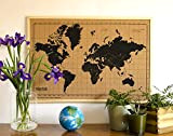 Milimetrado - Mappa del mondo bacheca in sughero/Mappa del mondo Poster in sughero con cornice in legno di pino - ...