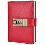 Mini diario combinato in pelle lucida con serratura, piccola tasca da viaggio con blocco per appunti per donne, uomini, ragazzi ...