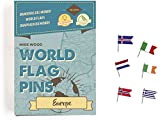 Miss Wood - Bandiere del mondo (Europa) adesive con spilli, colore: Blu, 15,6 x 11 x 2 cm