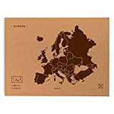 Miss Woody Wood Map XL - Cartina del Mondo in Sughero, Motivo Europa, Colore: Marrone