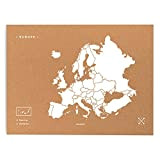 Miss Woody Wood Map XL - Cartina del Mondo in Sughero, Motivo Europa, Colore: Bianco