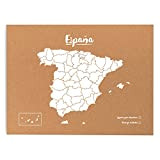 Miss Woody Wood XL-Map Cartina del Mondo di Sughero, Motivo: Spagna, Colore: Bianco