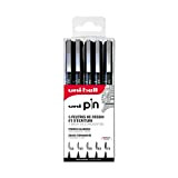 Mitsubishi Pencil - 5 pennarelli per scrivere e disegnare Uni-Pin – Busta con punte calibrate per paia molto sottili a ...