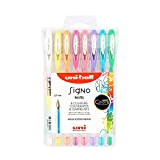 Mitsubishi Pencil - 8 penne a sfera con inchiostro gel, Uni-Ball Signo, penne colorate pastello da 0,7 mm, Scrittura media