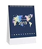 Modello di mappa del mondo 2019 Stand Up Calendario da tavolo per famiglia, scuola, ufficio - 01