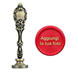 Mogokoyo Personalizzato Timbro Ceralacca di Cera Sigillo per abbellimento di Buste, inviti, Confezioni di Vino, Confezione Regalo bronzo(foto)