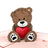 MOKIO® Biglietto Auguri Pop-Up – Teddy con cuore – Biglietto regalo 3D per un compleanno o un anniversario di matrimonio, ...