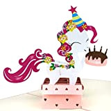 MOKIO® Biglietto Compleanno Pop-Up – Buon Compleanno Pony con regalo e torta – Biglietto regalo 3D per un compleanno, ideale ...