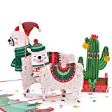 MOKIO® Biglietto di Natale Pop-Up – Lama di Natale con Cactus – Biglietto di auguri 3D per Natale, come buono ...