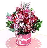 MOKIO® Biglietto Fiore Pop-Up – Mazzo di fiori con rose – Biglietto regalo 3D per un compleanno, come buono o ...