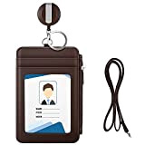 MoKo Porta Badge, Porta Carte in Premium PU Pelle con Slot per Schede e Zipper Portafoglio con Bobina Retrattile con ...