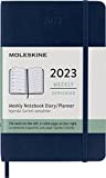 Moleskine Agenda Settimanale 2023, Agenda 12-Mesi, Agenda Settimanale, Copertina Morbida, Formato Tascabile 9 x 14 cm, Colore Blu Zaffiro