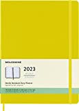 Moleskine Agenda Settimanale 2023, Agenda Settimanale 12-Mesi, Copertina Rigida, Formato XL 19 x 25 cm, Colore Giallo Fieno