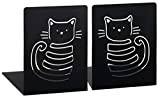 Moses libri_x Miau - Set di 2 fermalibri in metallo, 2 fermalibri in metallo nero, con gatti ben punzonati