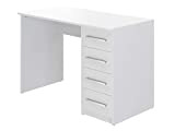 Movian, scrivania con 4 cassetti in stile moderno, modello Idro, 56 x 110 x 73 cm, colore bianco