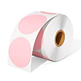 MUNBYN Etichette adesive termiche a cerchio rosa da 2" etichette adesive in rotolo multiuso per la progettazione di loghi fai-da-te ...