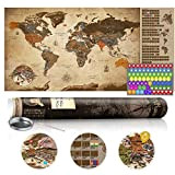 murando Mappamondo da grattare 100x50 cm Vintage Mappa del mondo Laminata (superficie scrivibile e cancellabile) Mappa del mondo da grattare ...