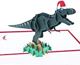 MUROAD Creativo 3D Biglietto di Auguri di Natale - 3D Pop Up Biglietti di Natalizio per Bambini,Dinosauro