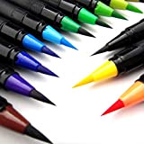 mychoose 20 Colors Watercolour Brush Pens Set Colouring Pens Soft Flexible Brush Markers with 1 Free Refillable Blending Water Pen ...