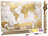 MyMap Grande Mappa del Mondo da Grattare - Edizione Deluxe - Con più di 10.000 Città e Luoghi da Grattare ...