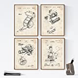 Nacnic set di 4 Stampe artistiche VINTAGE, con brevetto di macchina fotografica Polaroid. Progetto Manifesti con invenzioni e vecchi brevetti.