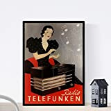 Nacnic stampa artistica locandina pubblicitaria d'epoca Ad-Telefunken Radio Vinate 1935. Immagine stampata su Carta da 250 Grammi di Alta Qualità. ...