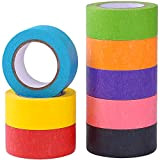 Nastro adesivo colorato, 8 rotoli di carta arcobaleno arcobaleno per artigianato,codifica colore,decorazione,materiale artistico divertente per bambini,multifunzione,nastro adesivo Washi per pittura