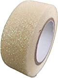 Nastro adesivo washi tape con glitter, decorativo, per fai da te e orlare (bianco iridescente)