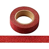 Nastro adesivo washi tape con glitter, decorativo, per fai da te e orlare (rosso)