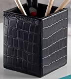 Nero in pelle di coccodrillo matita penna Cup Holder by Zale Yardley UK 8 x 8 cm