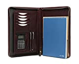 Noda Portafoglio in pelle A4, porta documenti, cartella conferenza con calcolatrice (marrone)