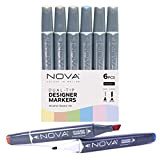 Nova NOV009 Sketch Markers – Pastels-Japanese Nibs, Dual Ended, Alcohol Based Ink – Broad And Fine Tips-Blendable – for Animation, ...