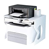NUODWELL - Supporto da scrivania per stampante, organizer bianco stampante, per fax, scanner, cartelle, forniture per ufficio, con piedini regolabili