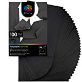OfficeTree 100 Fogli di carta di colore nero - carta da disegno tonale A4 per bambini - 130 g/m²