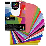 OfficeTree 35x Carta Glitterata A4 250g/m² - 15 Colori - Cartoncino Glitterato - Fogli Glitterati - Cartone Glitter per il ...