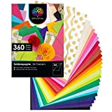 OfficeTree 360 Carta Velina Colorata A4-26 Colori Diversi - per Decorazioni Creative Lavoretti per Bambini e Adulti