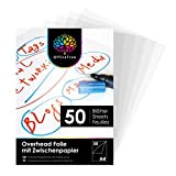 OfficeTree® 50 fogli lucidi per lavagna luminosa di alta qualità - DIN A4 trasparenti - per stampante laser, fotocopiatrice, lavagna ...