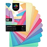 OfficeTree 50 x A4 Carta Colorata Pastello 300 g - Cartoncini Colorati per lavoretti - 10 Colori Pastello