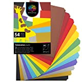 OfficeTree 54 x A4 Carta Colorata 300 g - Cartoncini Colorati per lavoretti - 10 Colori Vivaci più 4 x ...